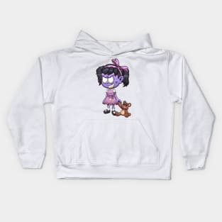 Zombie Girl With Teddy Bear Kids Hoodie